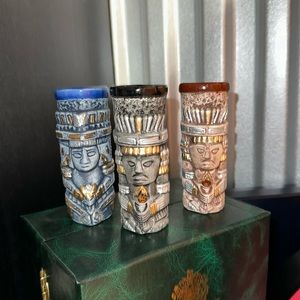 Three-piece hand painted shot set